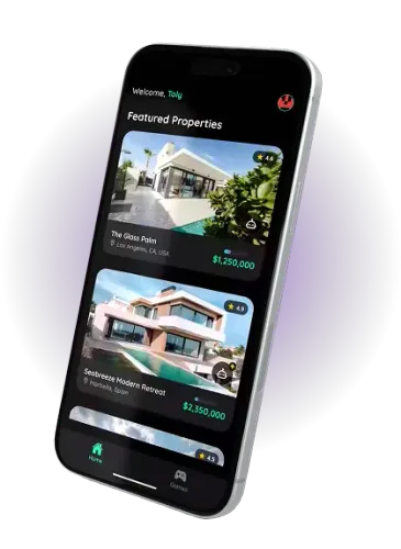 Phone interface showing Raile property investment platform